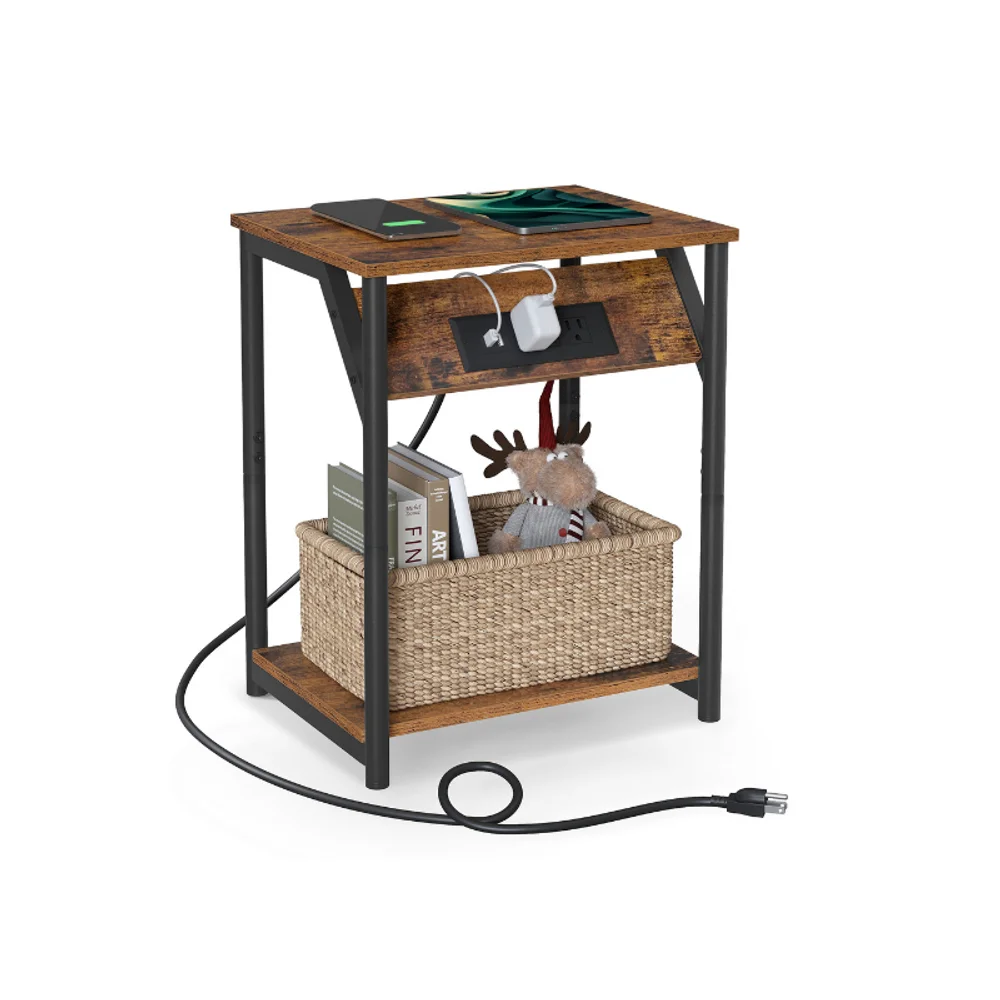 

Schmaler Nachttisch Mit Robustem Stahlrahmen, Premium-Spanplatten Und Verstell gcußen