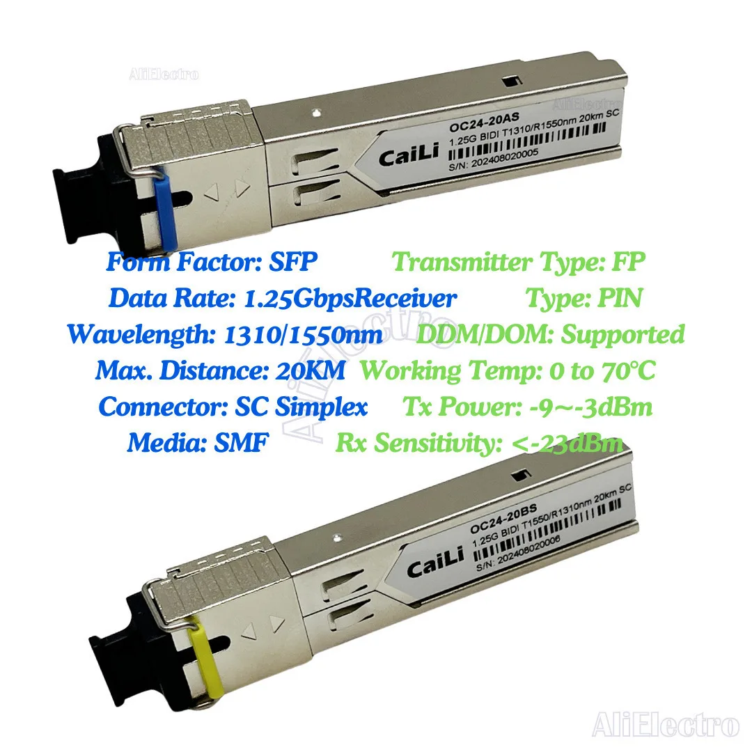 SFP 1.25G SC Simplex Connector Optical Module Single Fiber 1310Nm/1550Nm With Cisco/Mikrotik Gigabit Switch