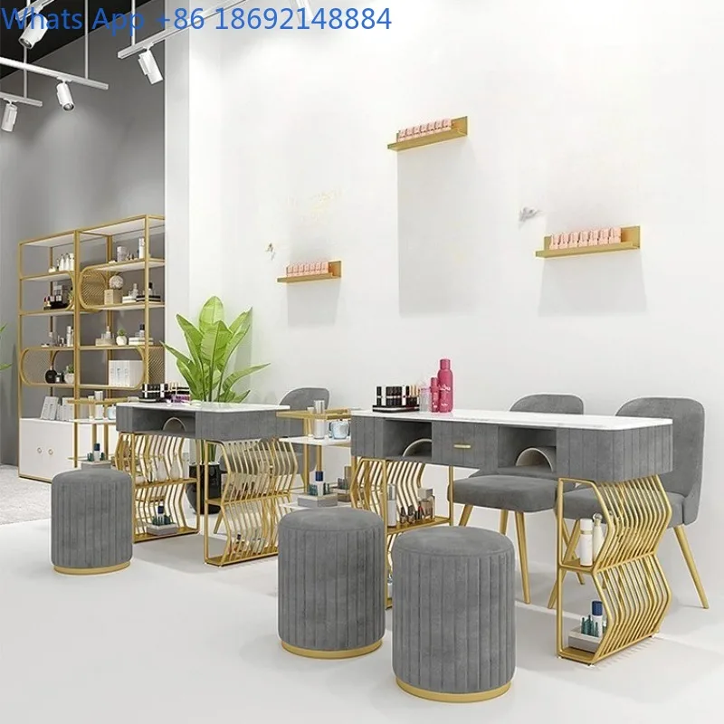 Modern Nail Table and Chair Set Beauty Nail Salon Table Combination Nordic Nail Table Economical Type