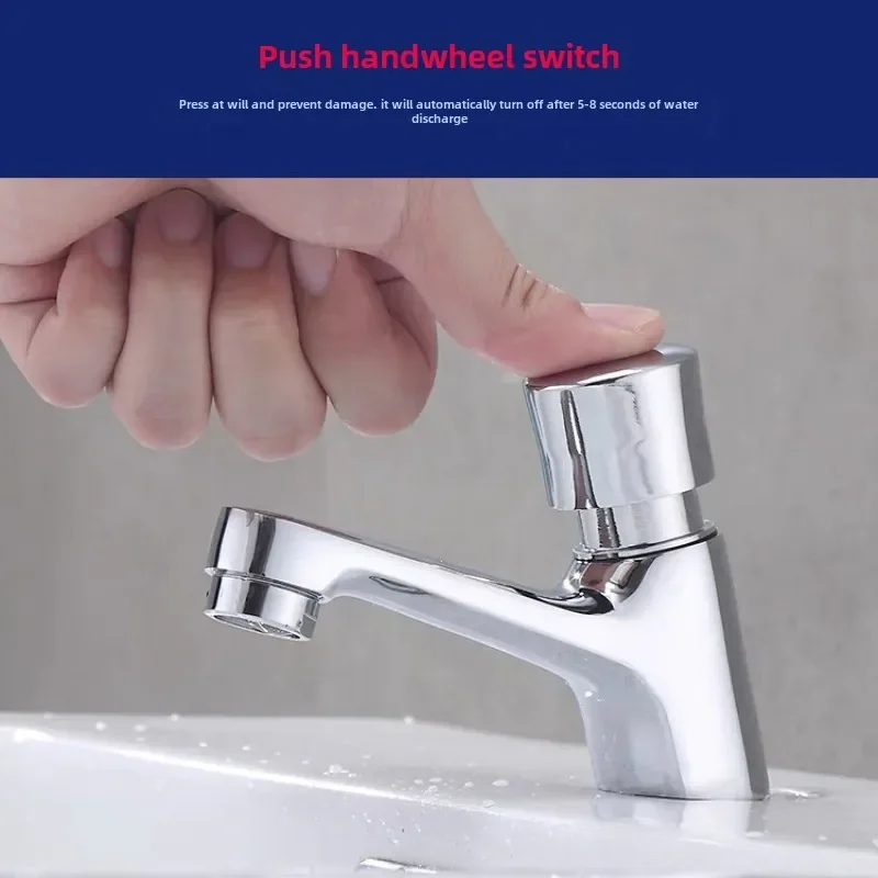 Face Basin Self Closing Water-saving Faucet Bathroom Basin Cold Water Faucet Delay Button Section Faucet Bathroom Accessories