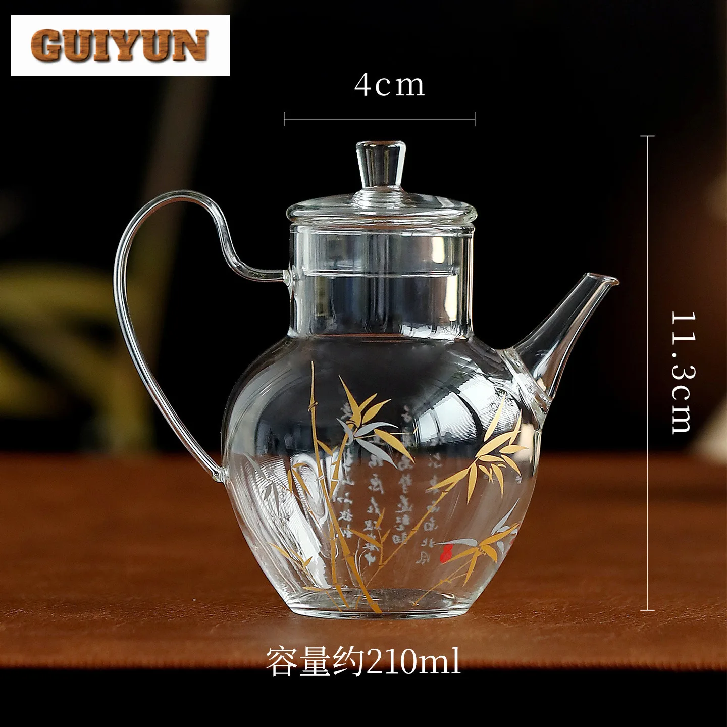 210 مللي الذهب والفضة الخيزران إبريق شاي زجاجي العتيقة الشاي Infuser وعاء صانع الشاي غلاية مع ثقب الكرة Dahongpao عناصر الشاي الحلي