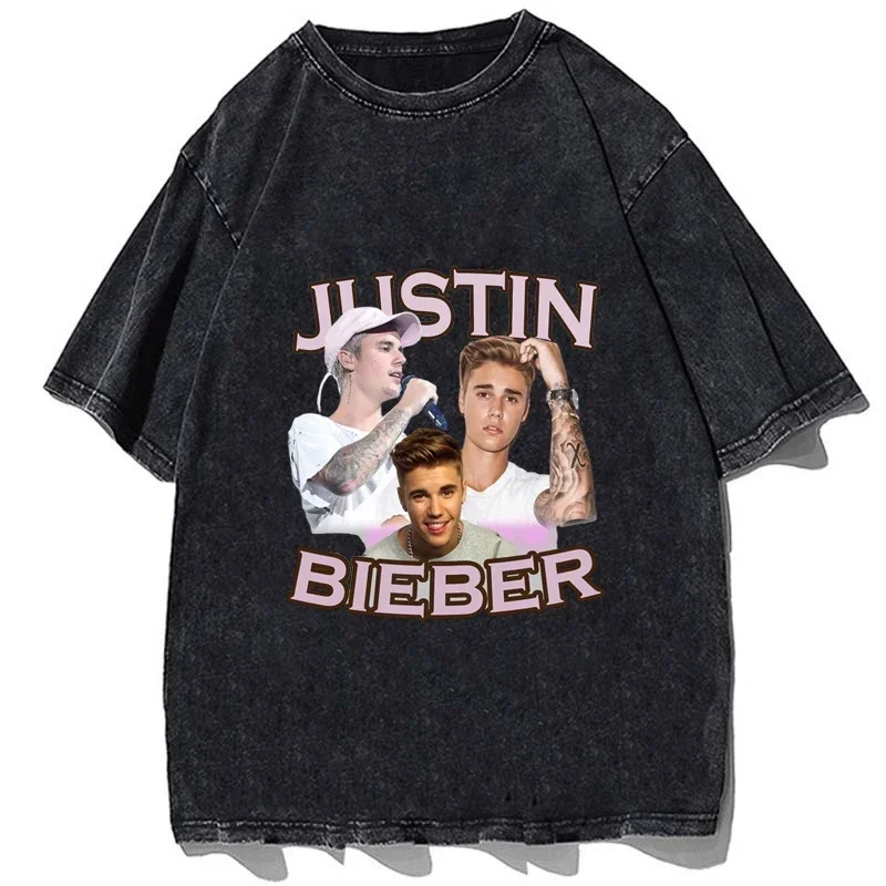 Hip hop rapper Justin Bieber T-shirt fashion cotton oversize shirt summer Men Women casual short sleeve tees tops streetswear