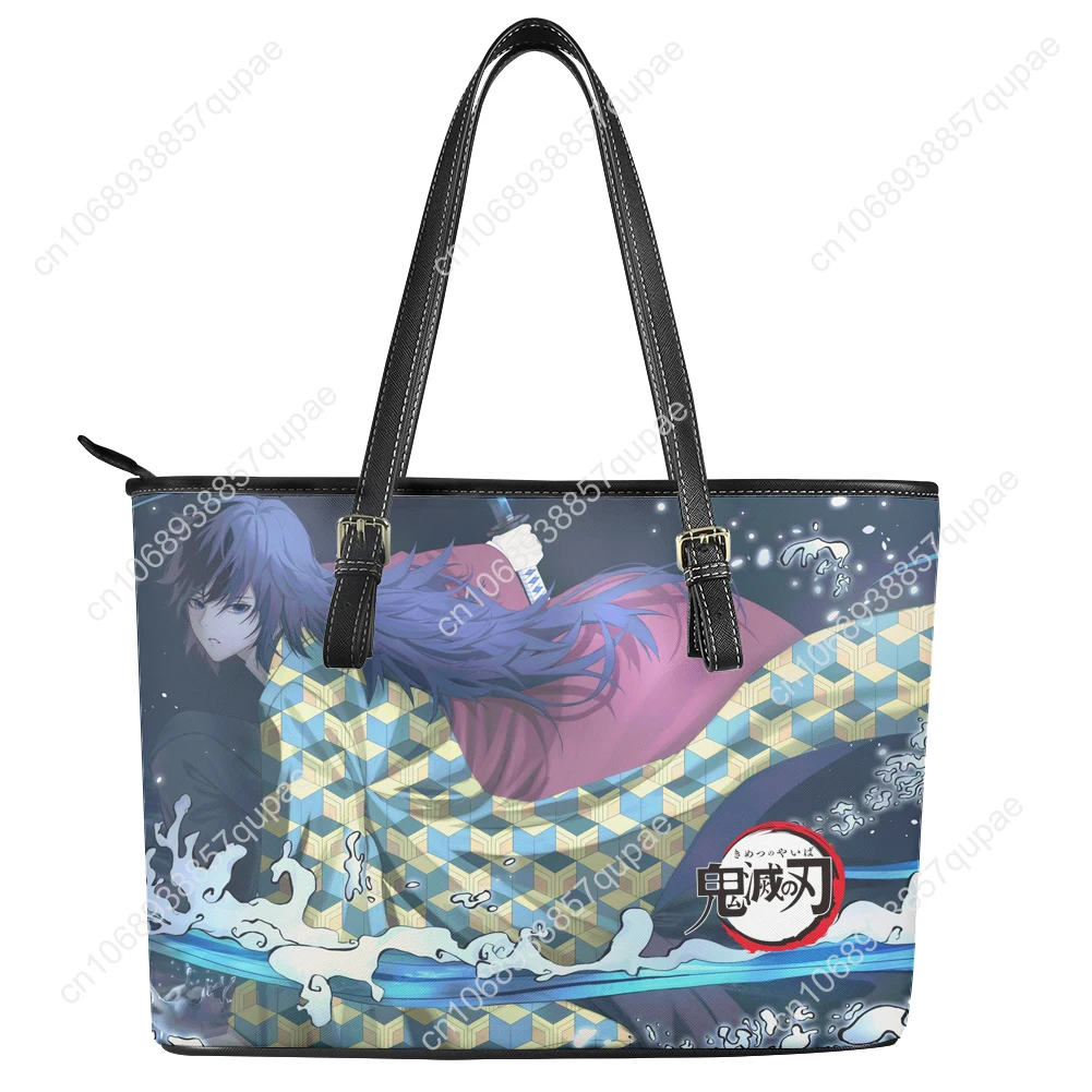 Japan Anime Cartoon Giyu Tomioka Water Hashira Custom Handbag Women Men Tote Bag Shoulder Bag Business Leather Purse Travel Bag
