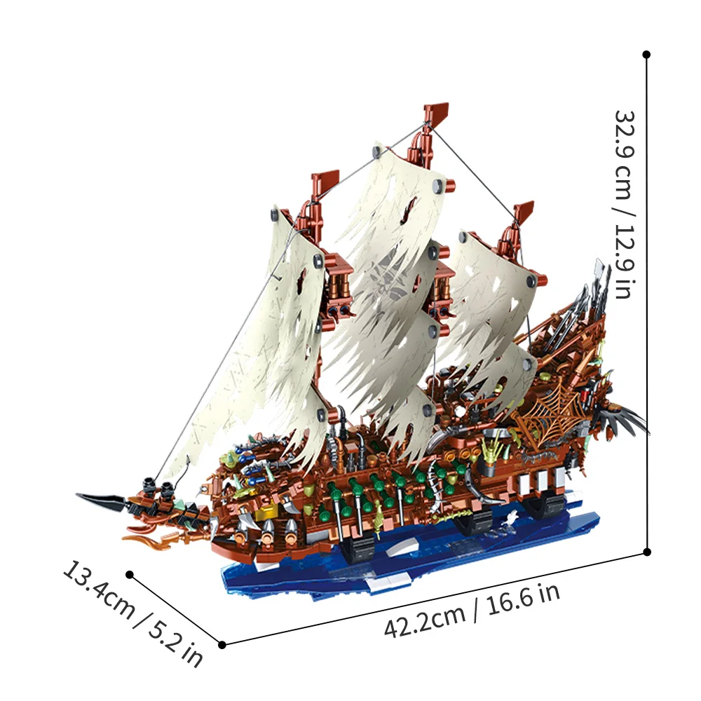 2159pcs Man Flying Dutchman Dutch Shipbuilder 16016 Pirate Movie Caribbean Set Bricks Brick Model Ship Toys DIY Christmas Gift