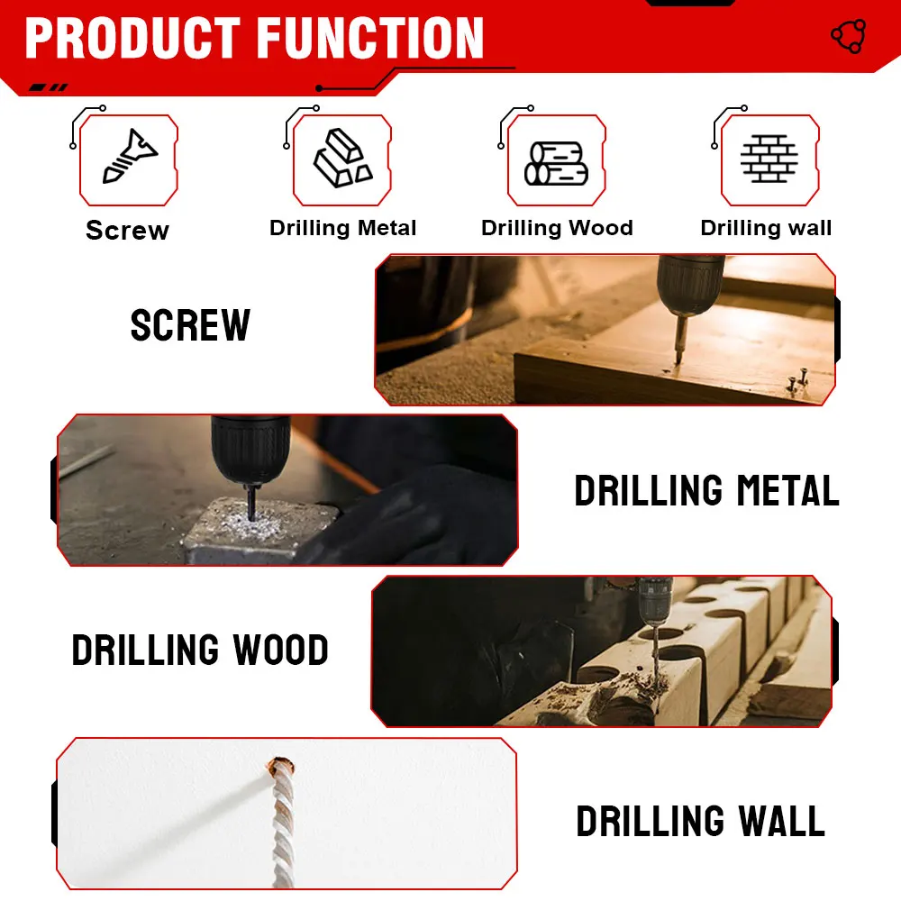 ONEVAN 25+3 Torque  Brushless Electric Hammer cordless Impact Drill Electric Screwdriver 3 in 1 13mm for Makita 18v Battery