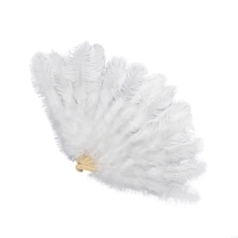 

E21B Feathered Fan for Stage Dance Shows and Photography Props Vintage 20s Flapper Folding Hand Fan Burlesque Handheld Fan