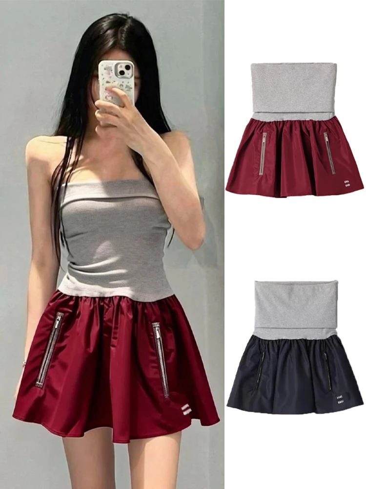 

Вязаное платье-бюстье весна-лето с пышной юбкой на высокой талии, в стиле колор-блок, имитация двух частей, с цветочным принтом, макси-платье в стиле знаменитостей