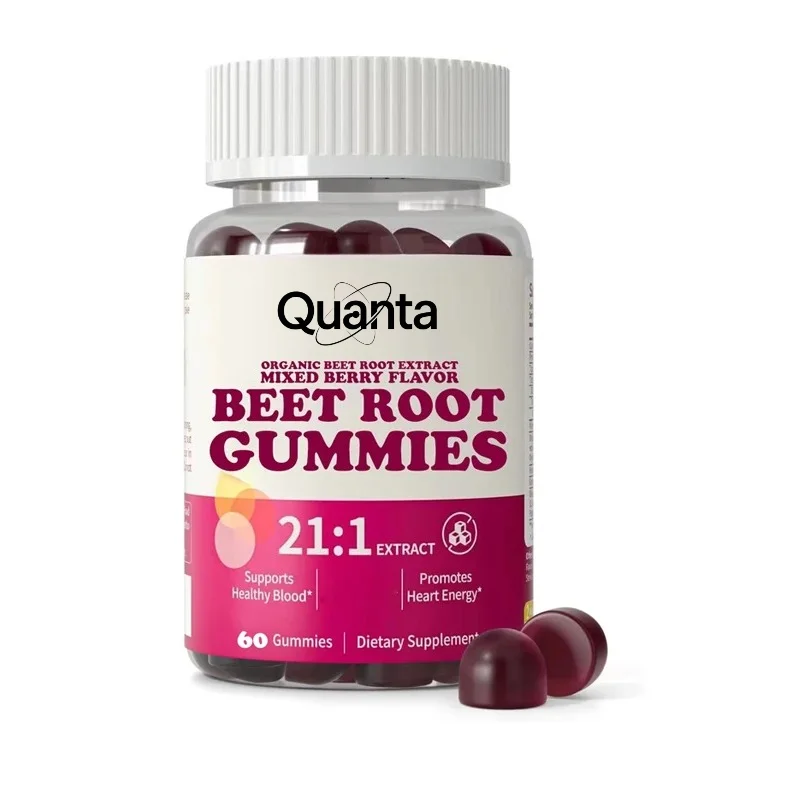 Organic Beetroot Gummies, Mixed with Fruit Flavors, Natural Extracts, 21:1 Concentrated, Sugar Free Chewable, Energy