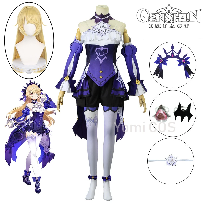 Genshin Impact Fischl Cosplay Costume Uniform Wig Anime Halloween Costumes Wig Women Game 2022 New Look Ein Immernachtstraum