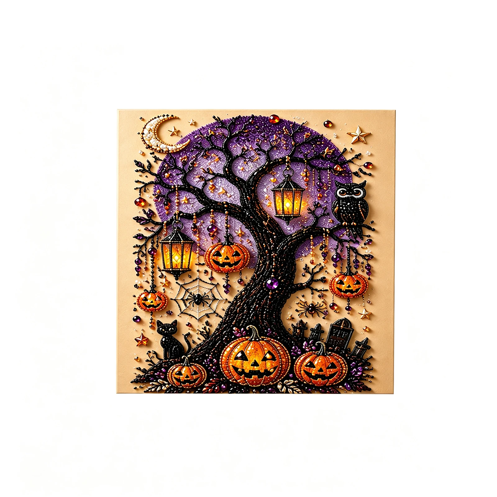 Halloween Ghost Pearl Art Kit 20x20cm DIY 3D Diamond Paints with Frame Halloween Gift Home Wall Decoration Pearls Painting Craft