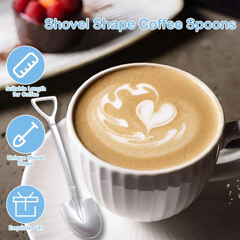 12PCS Dessert Spoons And Forks Set Kit Shovel Shape Ice Cream Spoons Kit Mini Shovel Spoons For Coffee Yogurt Cake Fruit