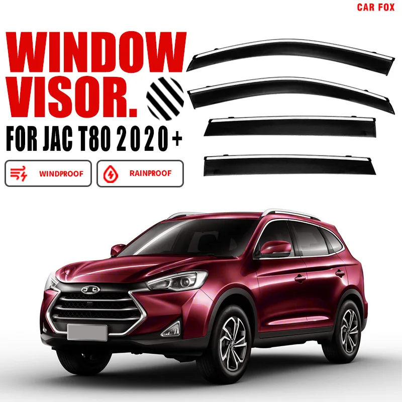 

For JAC T80 2020-2023 Plastic Window Visor Vent Shades Sun Rain Deflector Guard 4PCS/SE For JAC T80 2020-2023