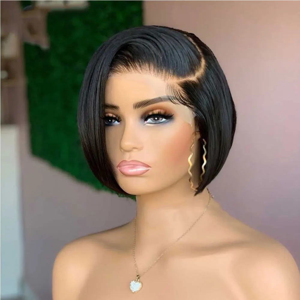 Short Pixie Cut Wigs Human Hair 13x4 Bob Lace Front Human Hair Wigs for Women 13x4 Full Lace Frontal Pixie Wig Party Cosplay Wig image 3