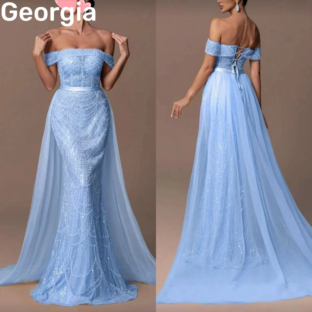 Abiti da ballo a trapezio personalizzati per abiti da sera lunghi fino al pavimento in pizzo con spalle scoperte Abito da cocktail senza maniche con cerniera