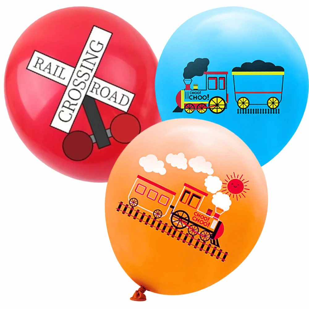

15 pcs Train Latex Balloons 12inch Railroad Train Birthday Party Decoration Transportation Party Balloons Kids Baby Shower Decor