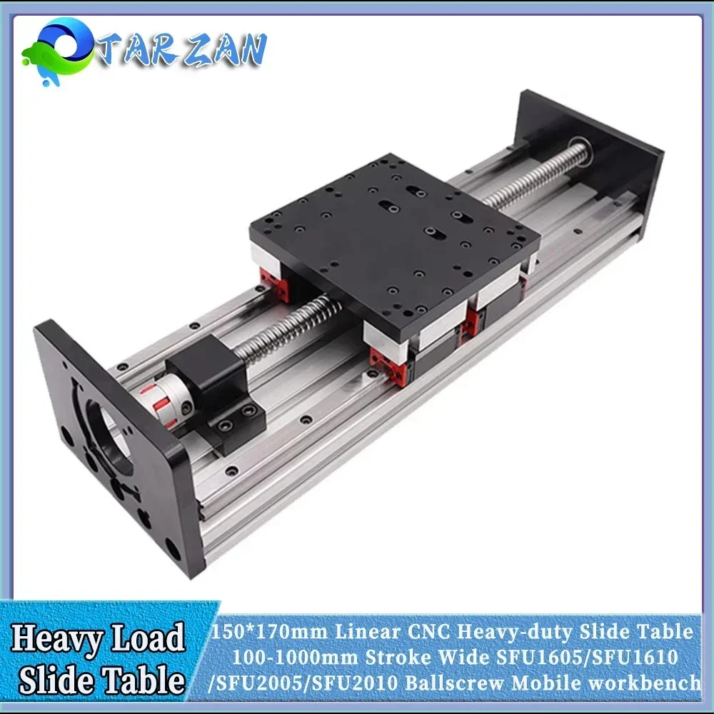 

150mm Wide Heavy Duty Linear Ballscrew Sliding Table Linear Stage SFU1605/2005 HGR20 Double Guide Rail 4PCS HGR20 Z Axis For CNC