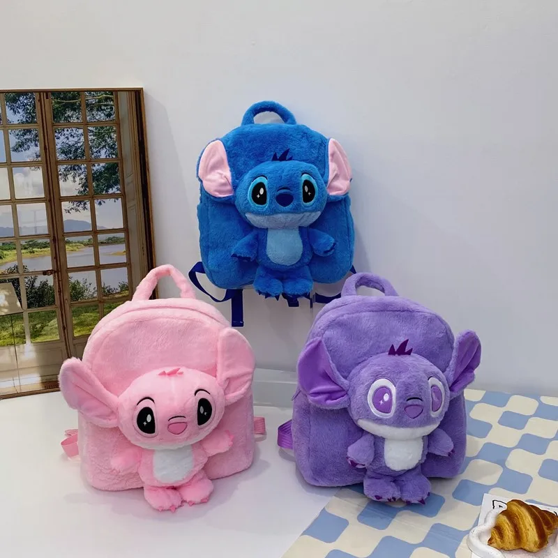 2026 New Kawaii Large Capacity Stitch Double Backpack Cute Girly Heart Plush Toy Backpack Travel Bag Girl Birthday Gift
