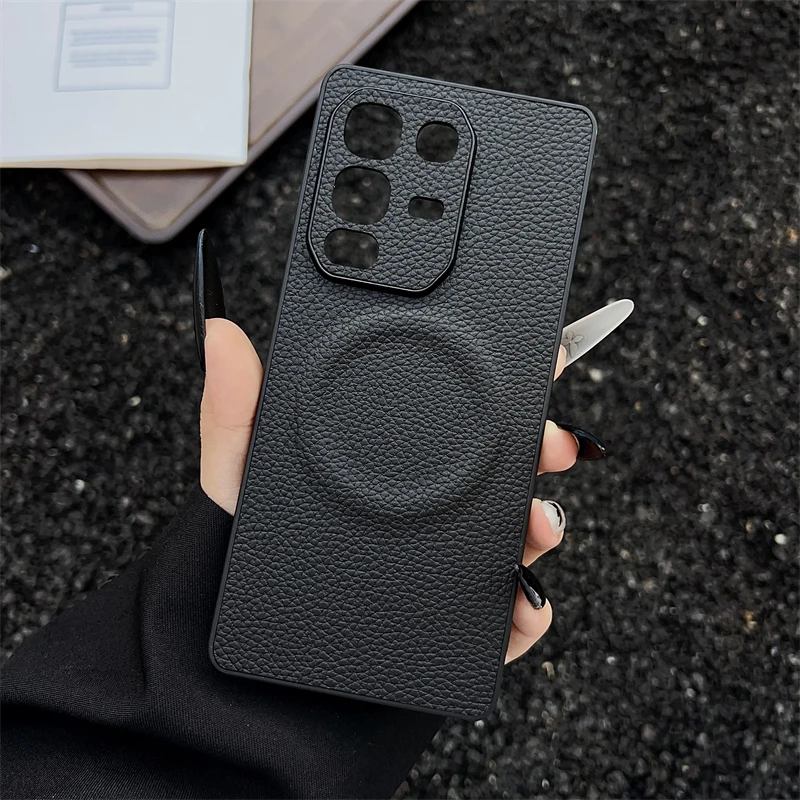 Magnetic Case For Infinix Note 50 Pro Case For Infinix Note50 50Pro 4G MagSafe Litchi Textured Silicone PU Leather Back Cover