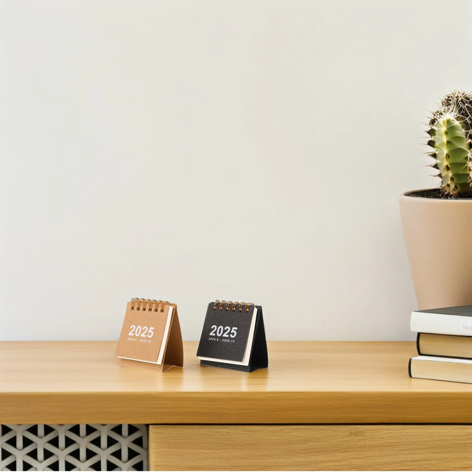 

2pcs Mini Desk Calendar 2025 Small Standing Flip Spiral Bound Writable Desktop Organizer For Office Home Study Decor Daily