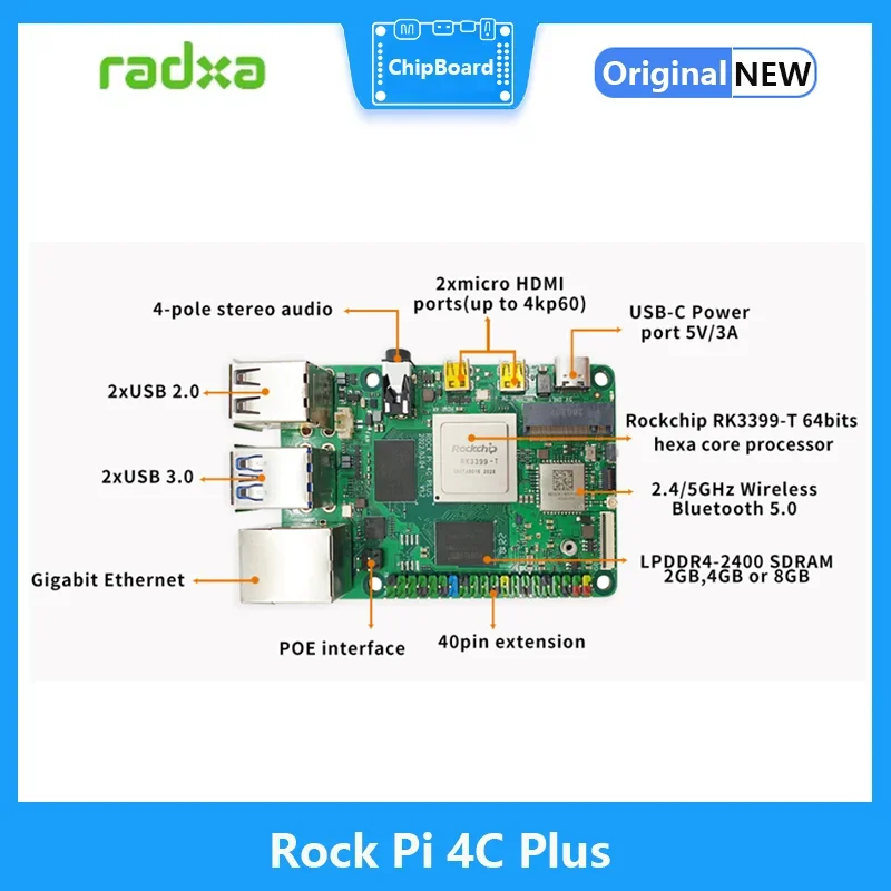 Imagem -05 - Rockchip Rk3399-t Computador Singleboard Suporta Android 11 Ubuntu Debian pi 4c Plus Ram pi 4c Plus 2gb Sbc