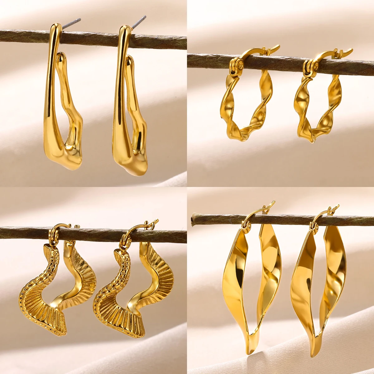 2023 New Fashion Stainless Steel Earrings For Women Unique Design Geometric Retro Irregular Earrings Jewelry Gifts Wholesale