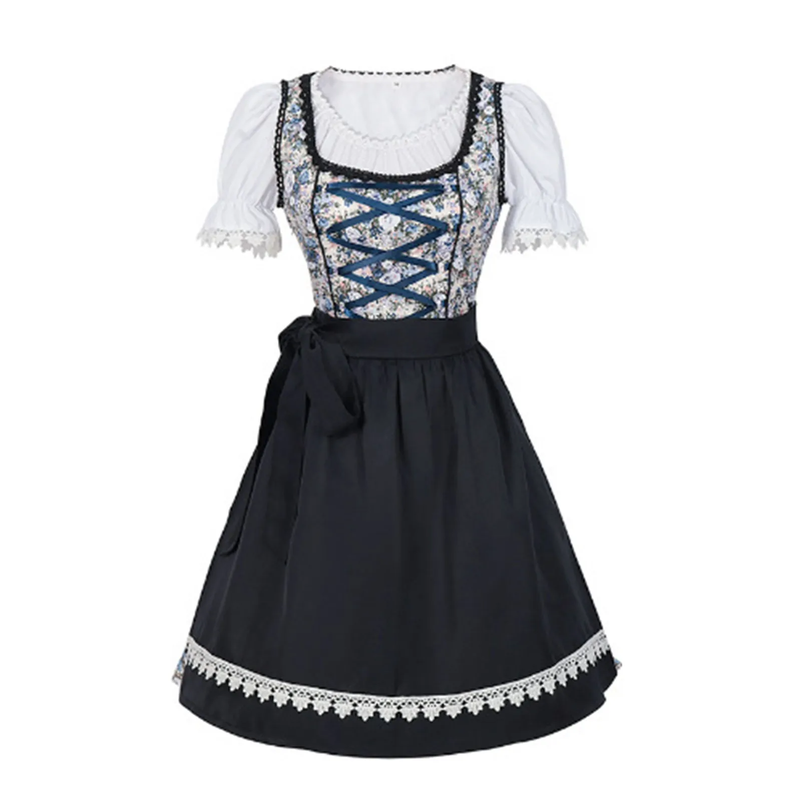 Ladies German Dirndl Dress Oktoberfest Dirndl Lace Up Festival Dress Oktoberfest Costume Cosplay Carnival Medieval Dress