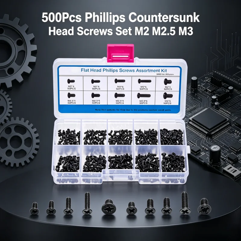 500 Stuks Phillips Verzonken Kop Schroeven Set M2 M2.5 M3 Universele Laptop Notebook Computer Reparatie Diverse Fastener Schroef Kit