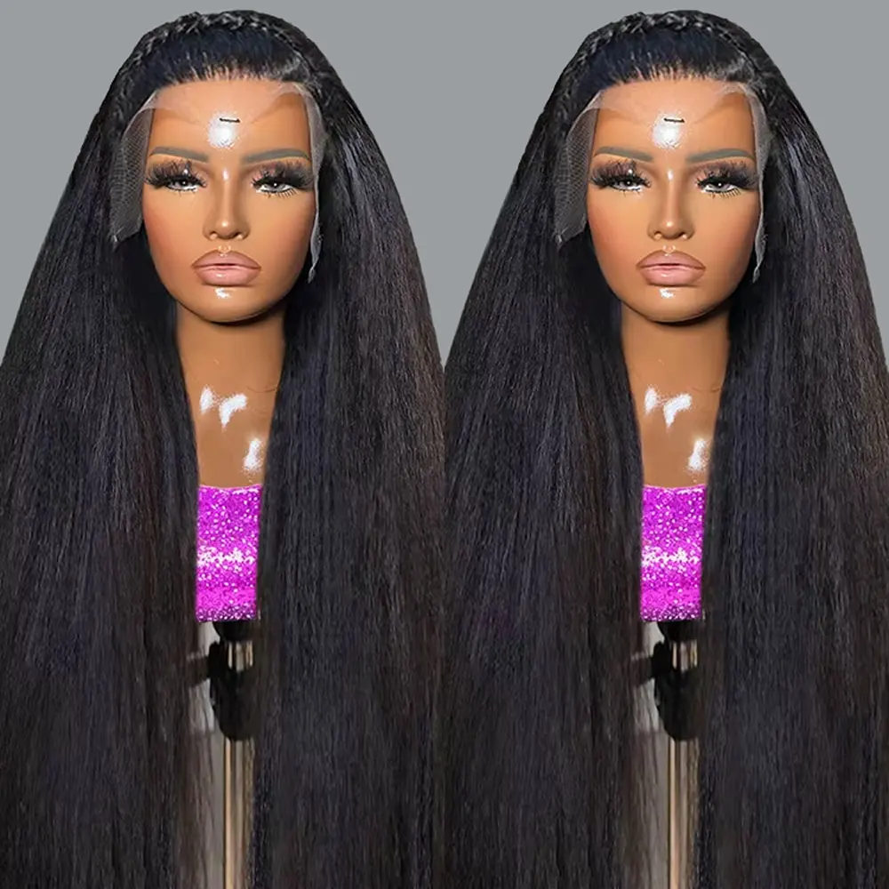 

Kinky Straight Transparent 13x4 13x6 Lace Frontal Wig Pre Plucked 360 Lace Frontal Human Hair Glueless Wig For Women 28 30 Inch