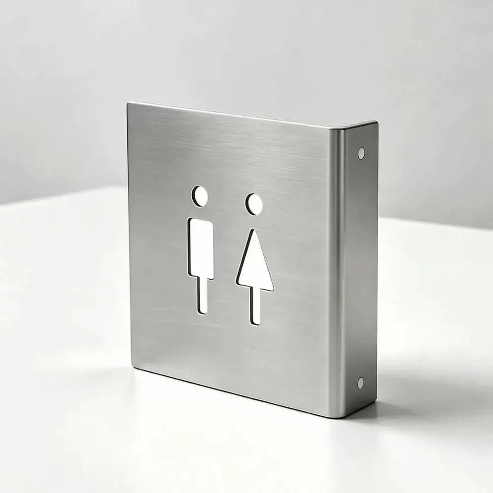 1 x hohles WC-Schild aus Edelstahl zur Wandmontage, Türschild für öffentliche Toiletten, Identifikationsplakette – Detail 6