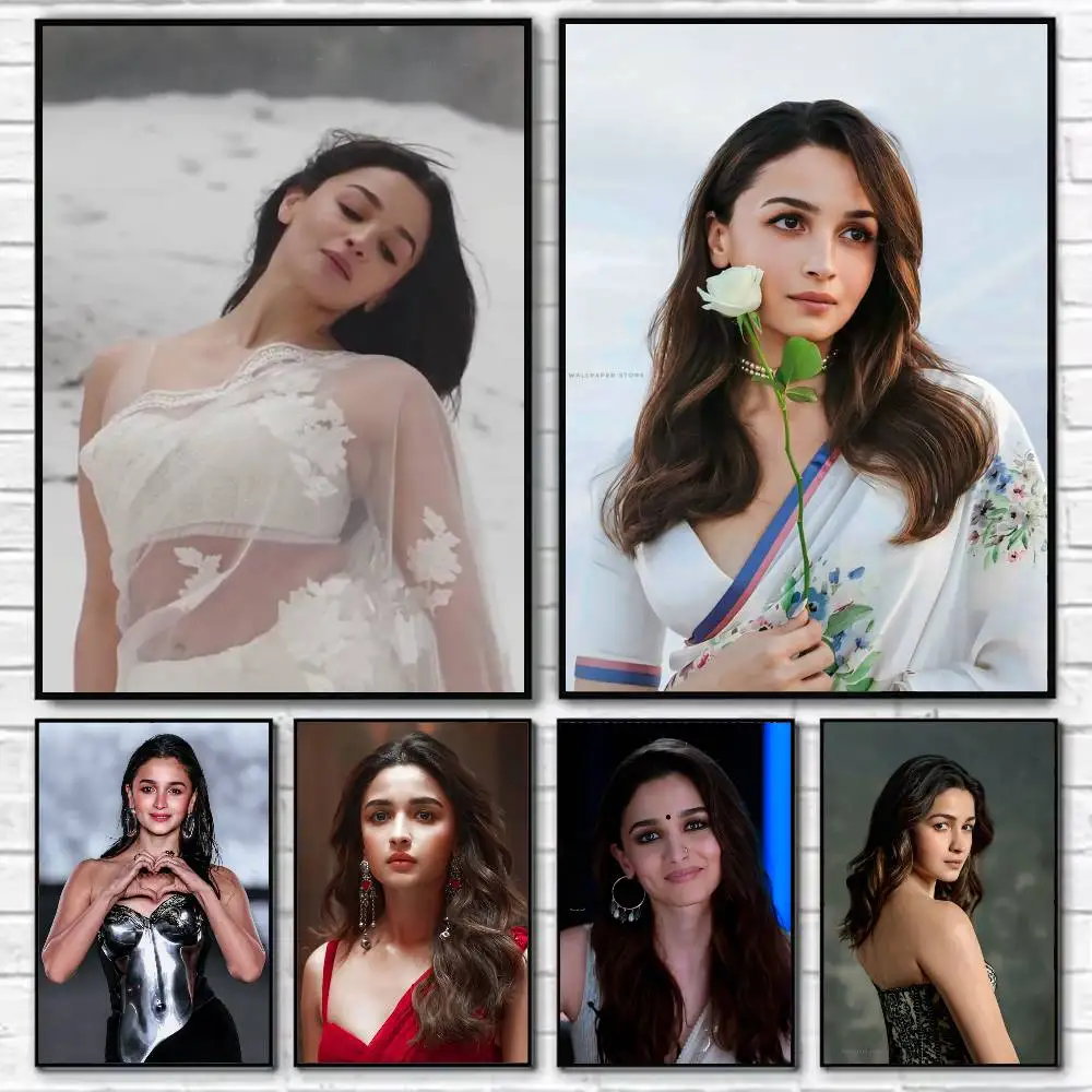 

A-Alia B-Bhatt Gangubai Role Poster Self-adhesive Art Waterproof Paper Sticker Coffee House Bar Room Wall Decor