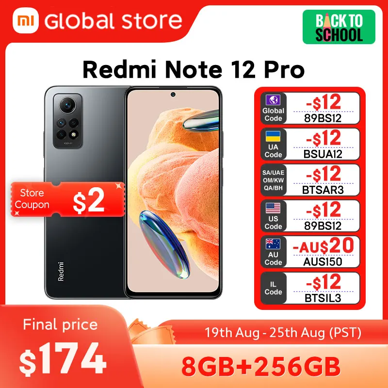 

Новинка Xiaomi Redmi Note 12 Pro 4G 67 Вт зарядка 128 ГБ/256 Гб ПЗУ Snapdragon 732G 120 Гц AMOLED дисплей камера МП