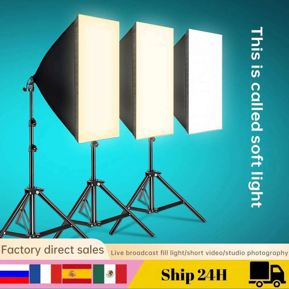 Photography 50x70CM Softbox Lighting Kits Professional Light System With E27 Photographic Bulbs Photo Studio Equipment