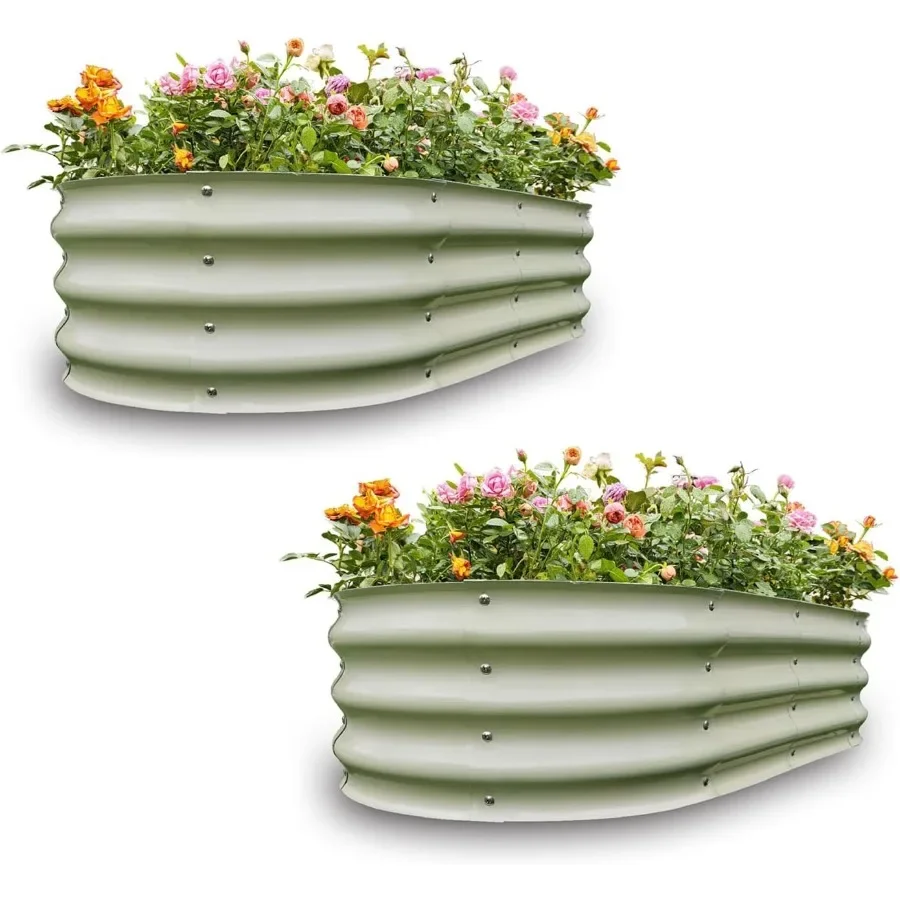 

Gardmax 2 Pack Galvanized Raised Garden Bed Lightweight Planter Boxes Outdoor with Easy Assembly Large Garden Bed for Vegetable