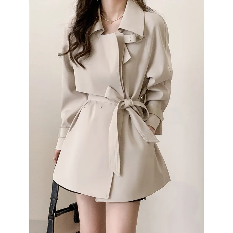 

Women's Trench Coat Autumn 2025 New Fashion High-End Design Elegant Petite Overcoat