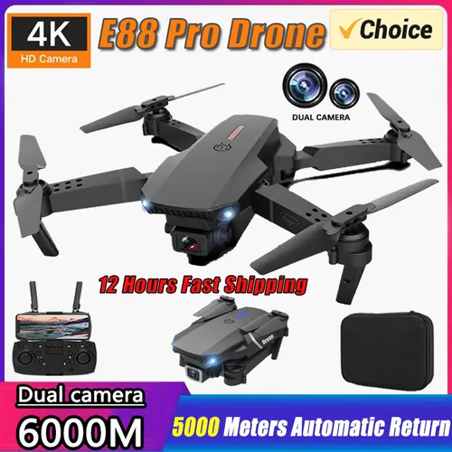 Imagen 1 del producto Dron profesional E88 4K gran angular, cámara HD 1080P, WiFi, FPV, Soporte de altura, plegable, RC, cuadricóptero, juguetes para niños
