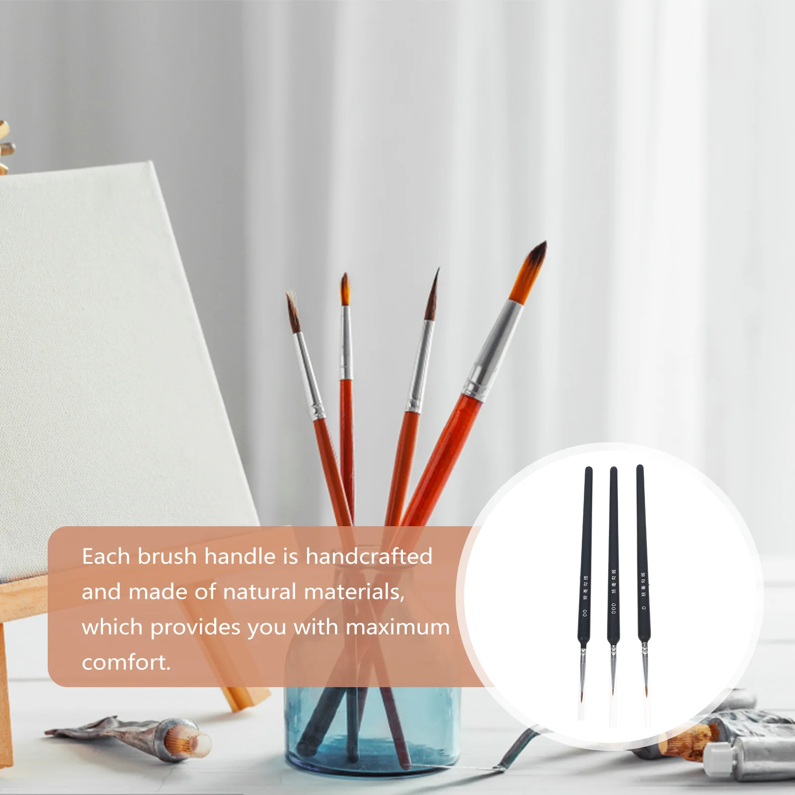 

Miniatures Painting Brushes Set with Liner Pen for Detail Art Acrylic Oil Watercolor Professional Wolf Hair Drawing