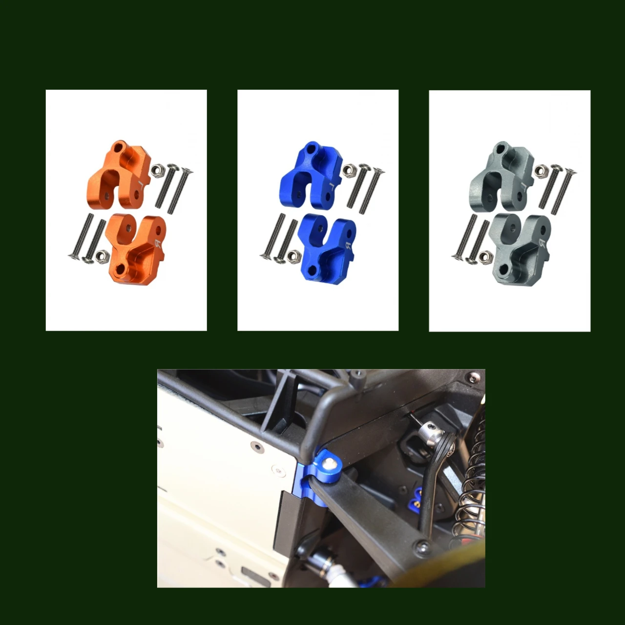 GPM Alu Rear Lower Axle Mount Set For Suspension Links For LOSI 1/10 Baja Rey, Rock Rey, Hammer Rey