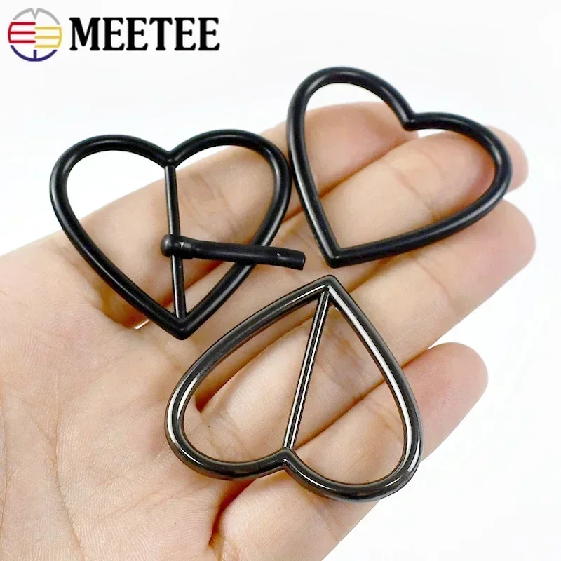 10/20 قطعة Meetee 20-40 مللي متر حلقة معدنية مشبك حزام ضبط المشبك طوق بكلاب حقيبة حزام ثلاثي الإنزلاق المتزلجون شكل قلب خواتم اكسسوارات #4