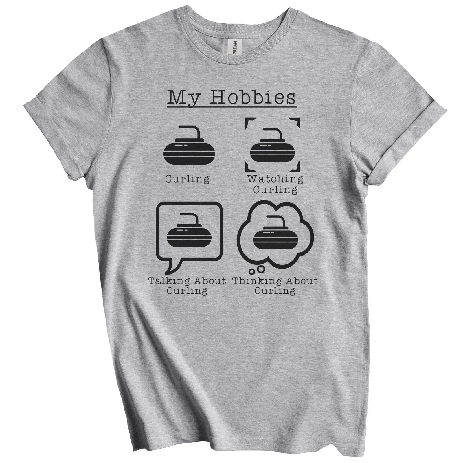 My Hobbies Curling Funny Curler T-Shirt