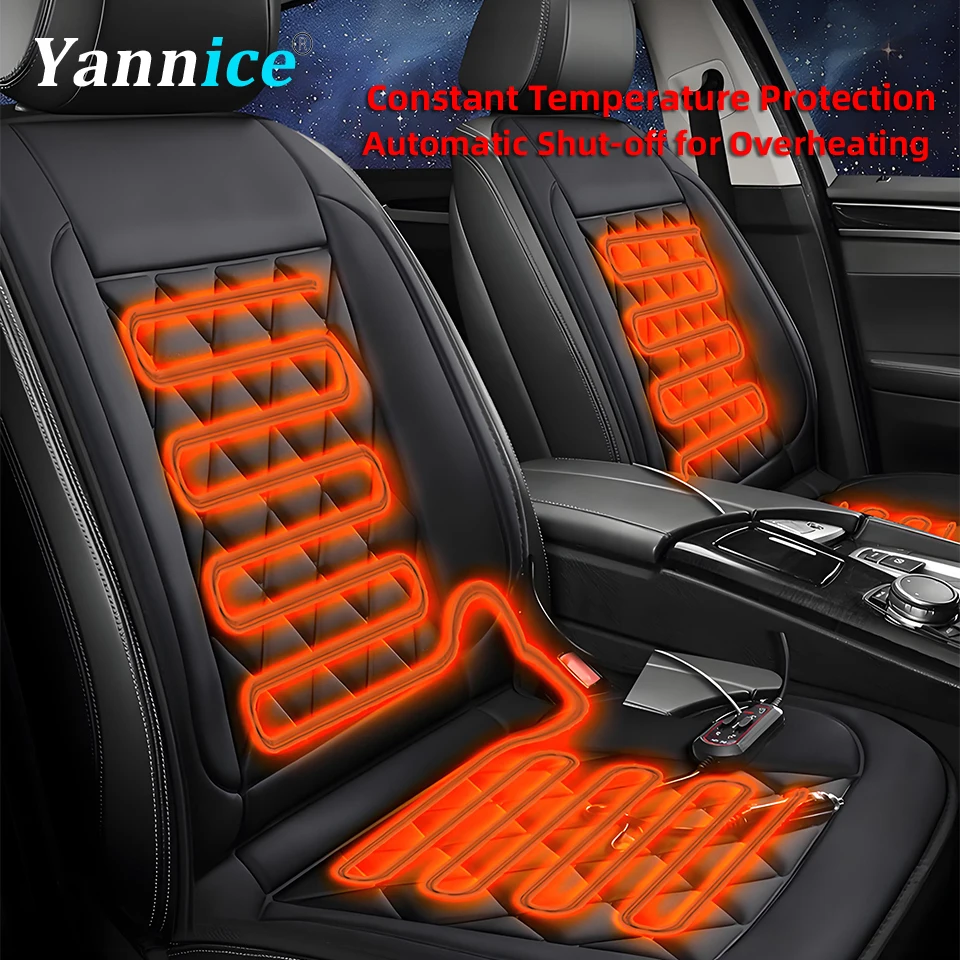 12V Universal Car Heated Seats Cushion Fast Heating Car Seat Covers Warm Winter Car Accessories Heating Pads Available Black＆Red