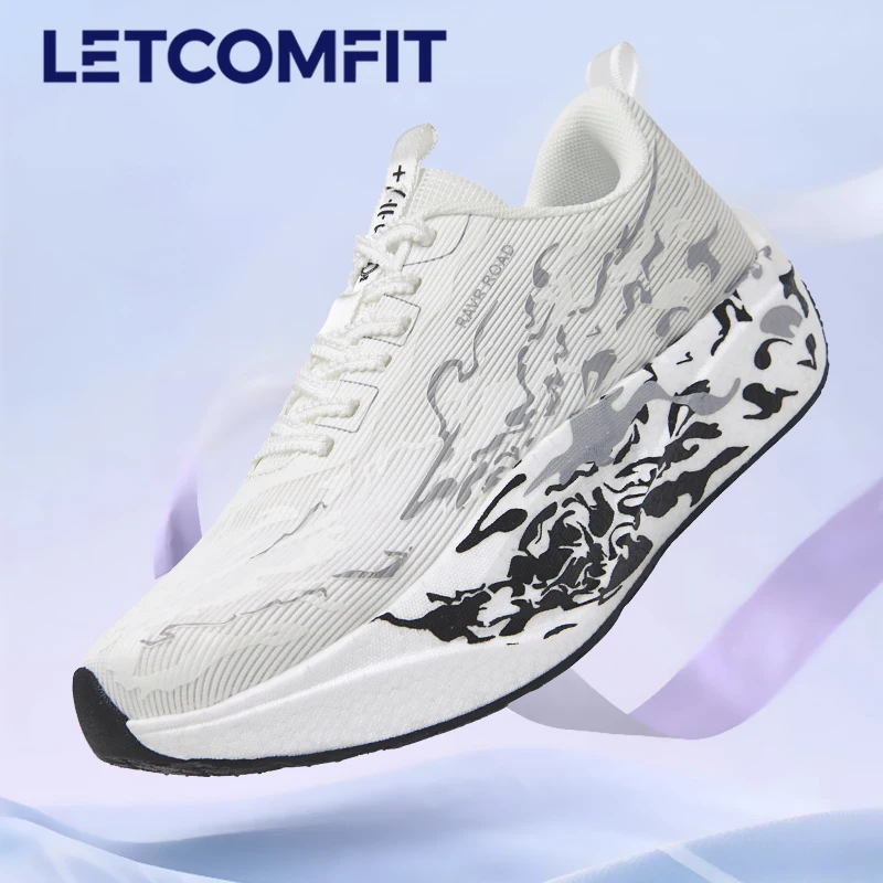 

Carbon Plate Running Shoes for Men Night Fluorescent Light Weight Dual Mesh Breathable Sneakers Outdoor Casual Walking Shoes