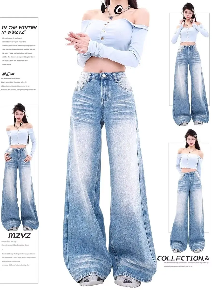 

High Waist Jeans Women Baggy Jeans 2024 New Fashion Straight Leg Pants Y2k Denim Trousers Vintage Loose Blue Washed Mom Jeans 90