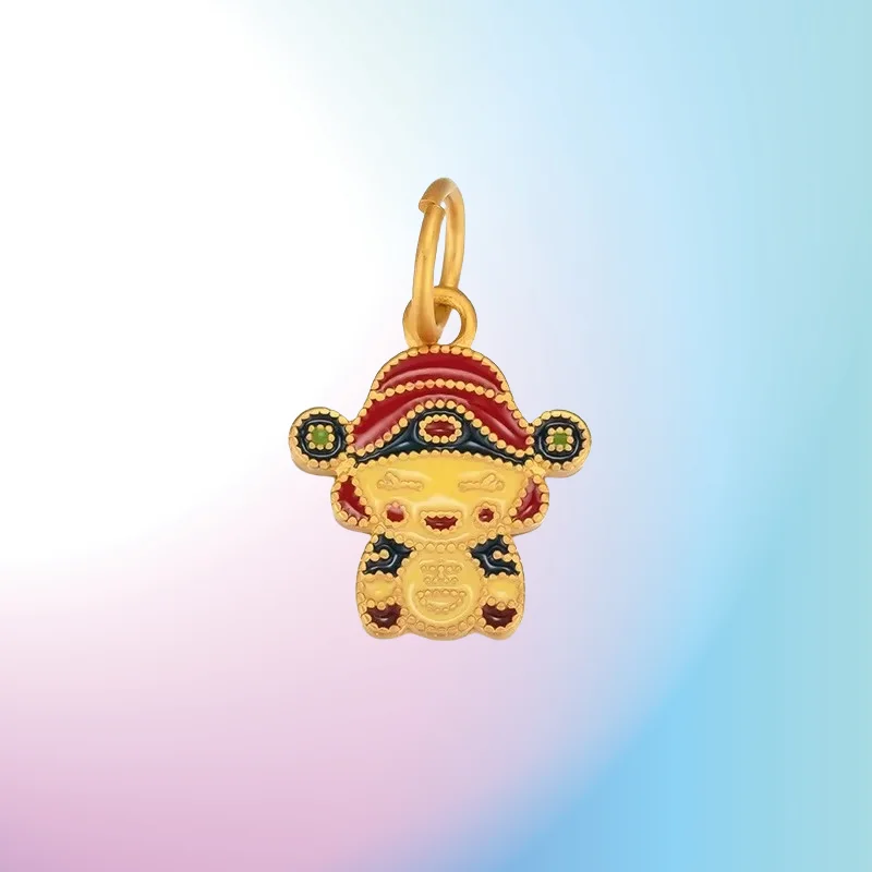 

NEW 9999 Real Gold 24K Accessories DIY Bracelet God of Wealth Pendant Gold Burnt Blue God of Wealth Bracelet Pendant Accessories