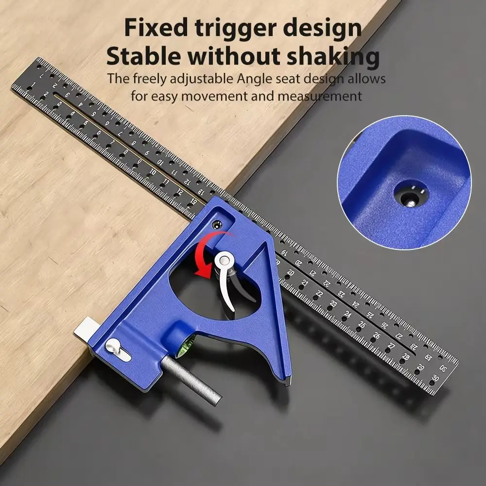 

Aluminum Alloy Woodworking Square Ruler 30CM Precision 45/90 Degree Combination Square Activity Corner Ruler L