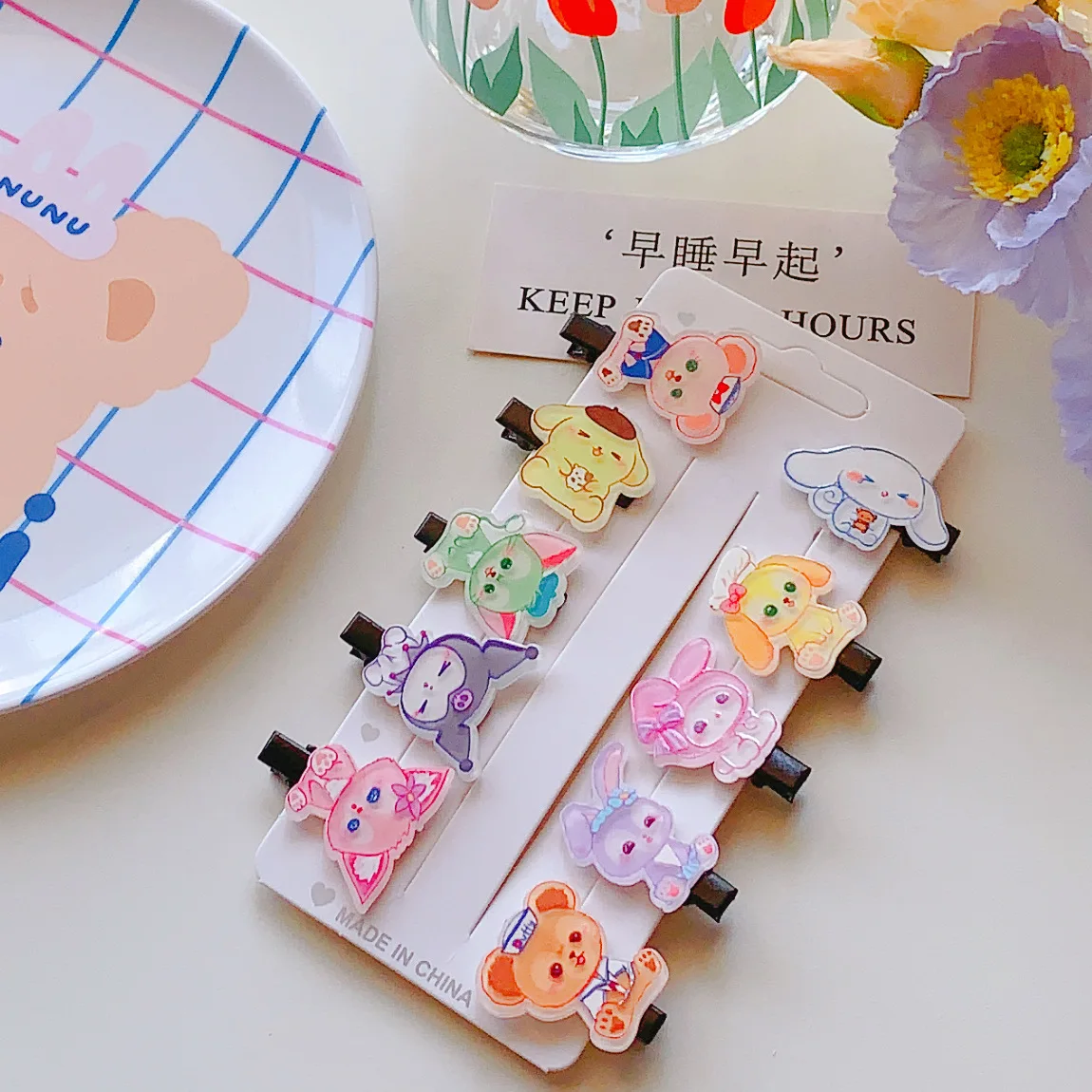 لـ KulomiNew مشبك شعر فتاة جميلة زهرة الأميرة مشبك حافة شابة 10 مجموعات من المشابك الصغيرة