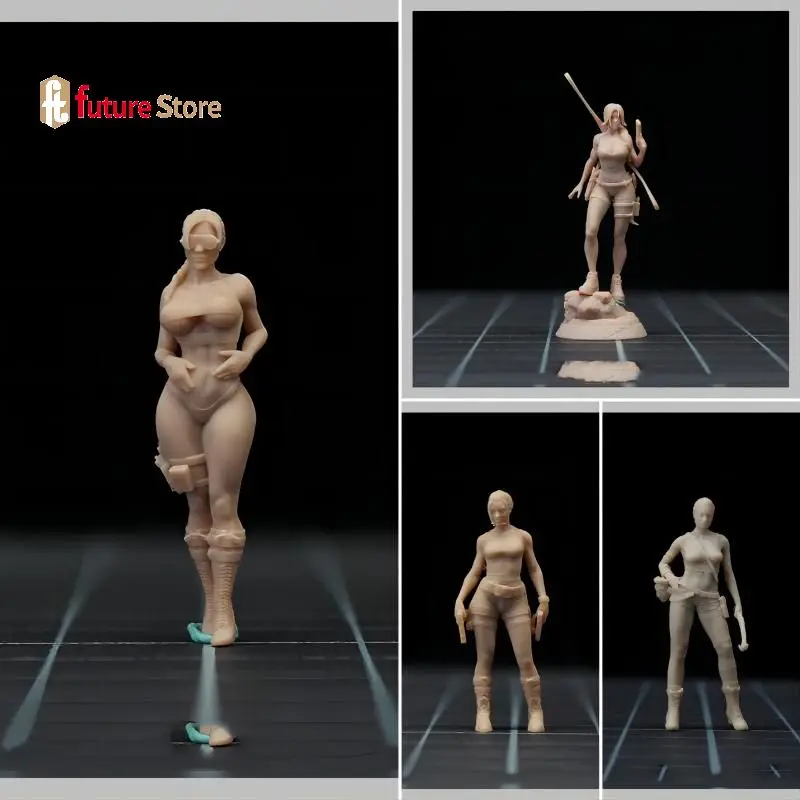 

1/64 Lara Croft Scene Props Female Solider Miniature Figure Model For Sand Cars Vehicles Toys