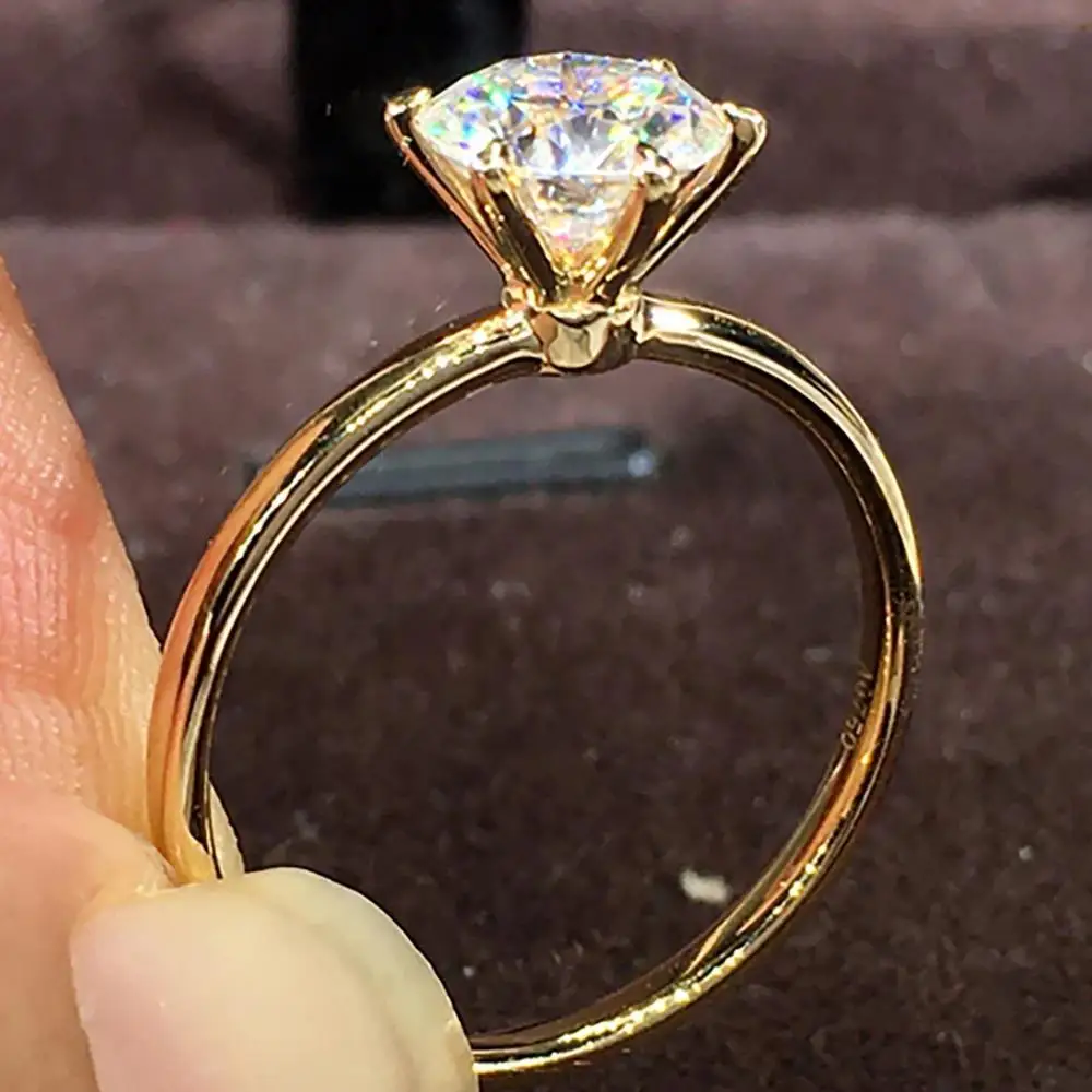 Women Wedding Anniversary Engagement Party Ring Round Stereoscopic Zirconia Ring Trendy Classic