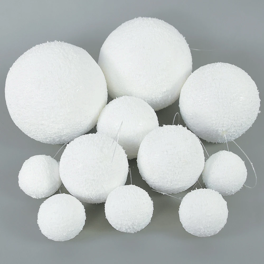 4/6/8/10cm White Christmas Balls Snowflake PE Foam Ball Xmas Tree Pendants Hanging Ornament New Year Decoration for Home Navidad - Image 3