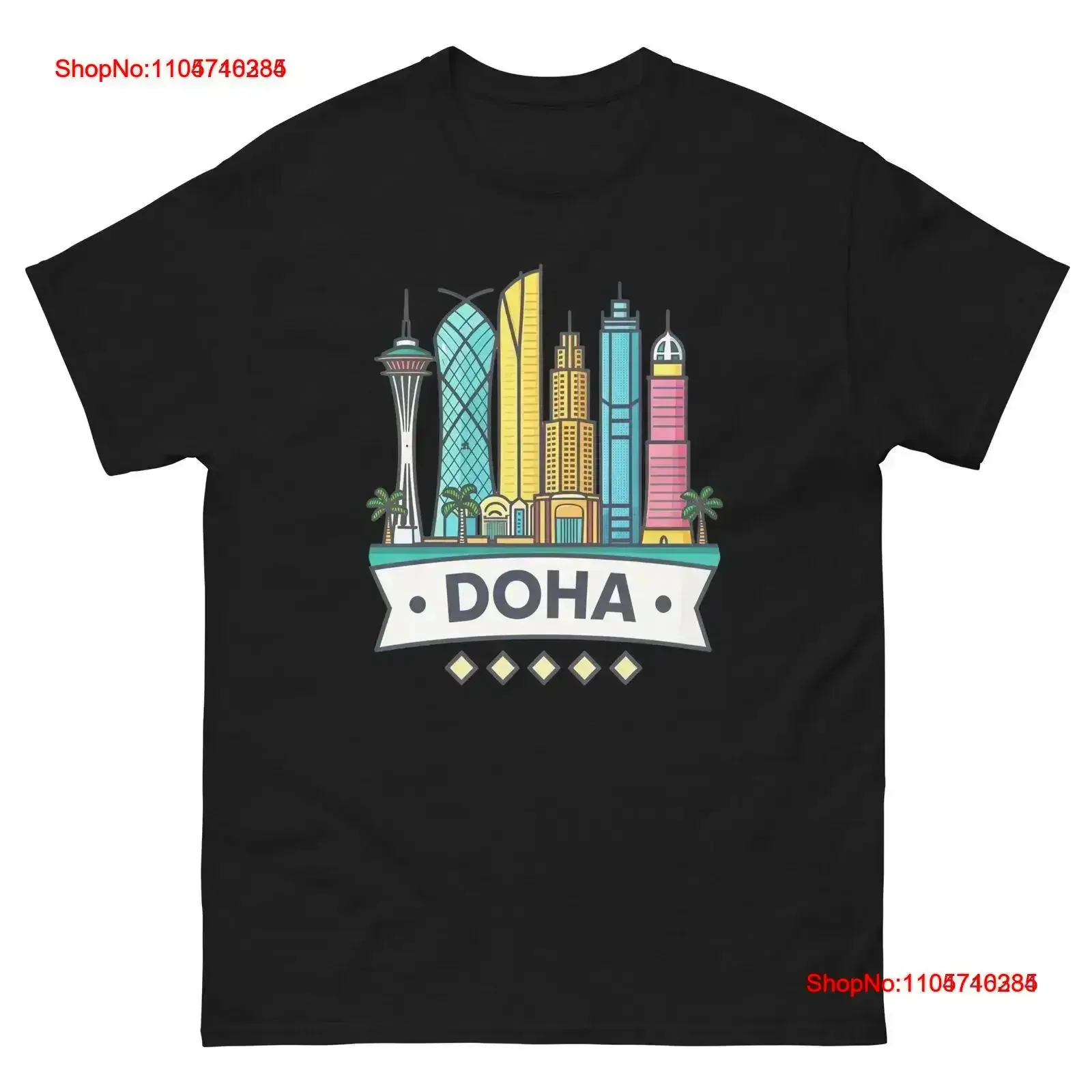 Doha World Travel Urban Area City T Shirt vintage Washed fashion Soft Top For Everyday Wear Stretched Casual Breathable