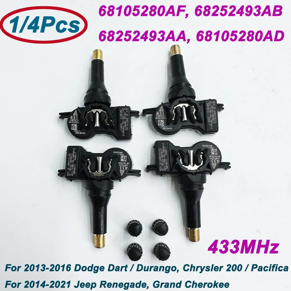 For 2013-2016 Dodge Dart 2014-2021 Jeep Renegade 15-17 Chrysler 200 68105280AF 68252493AB 68252493AA New TPMS 433MHz Tyre Sensor